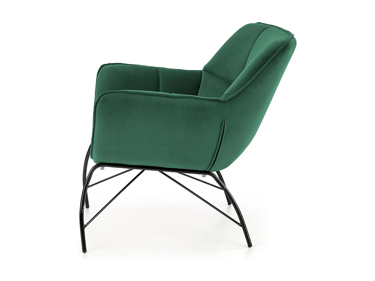 Fauteuil contemporain en velours vert avec pieds design en métal noir BRIAC