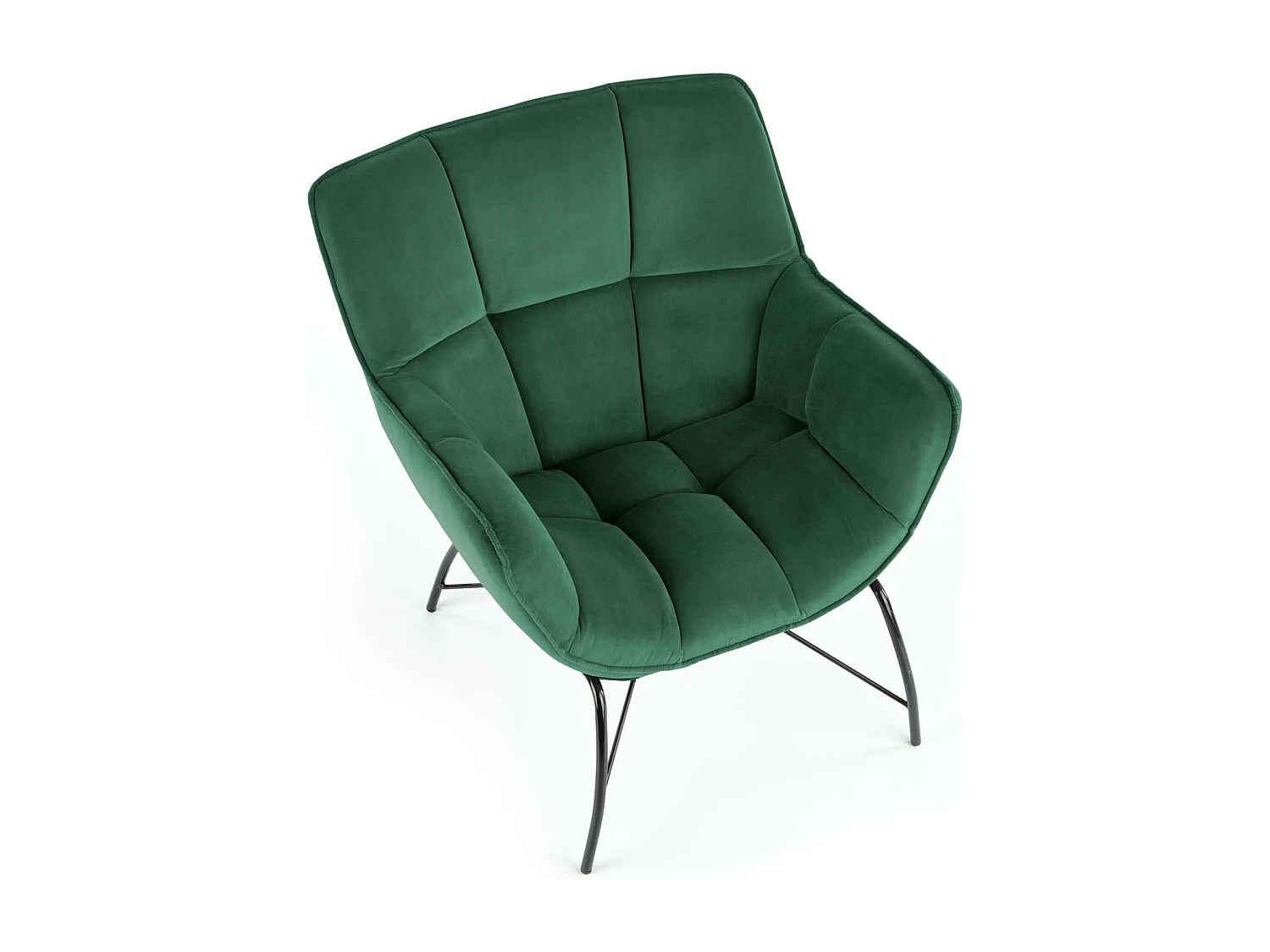 Fauteuil contemporain en velours vert avec pieds design en métal noir BRIAC