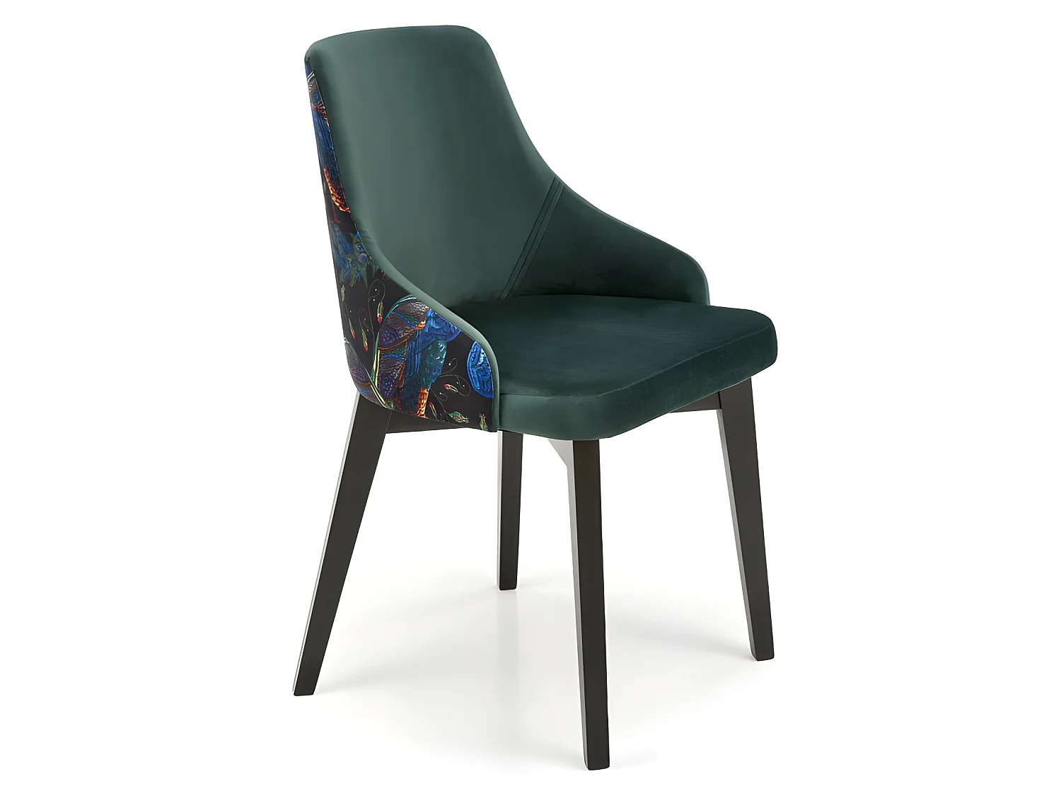 Chaise en velours vert foncé avec dossier multicolore Andrea