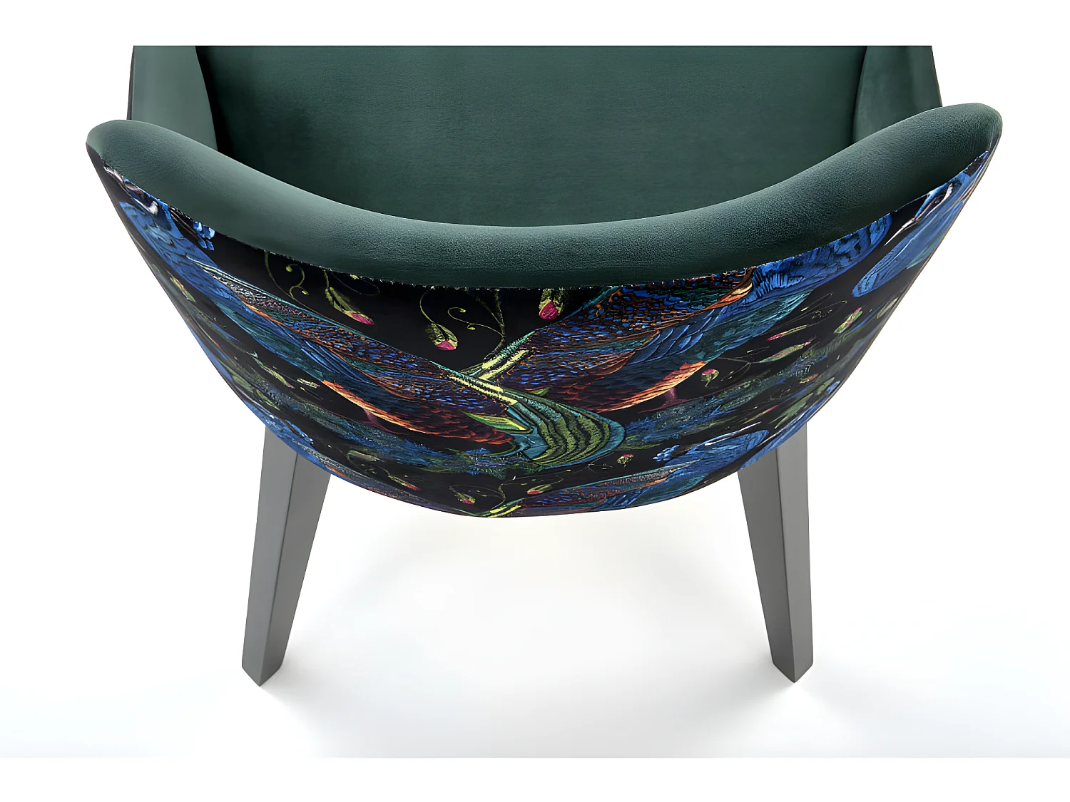 Chaise en velours vert foncé avec dossier multicolore Andrea