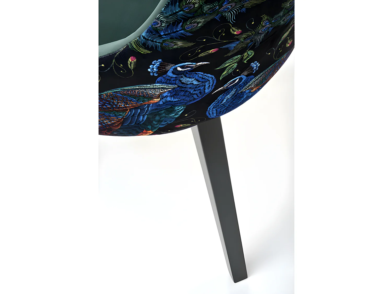 Chaise en velours vert foncé avec dossier multicolore Andrea