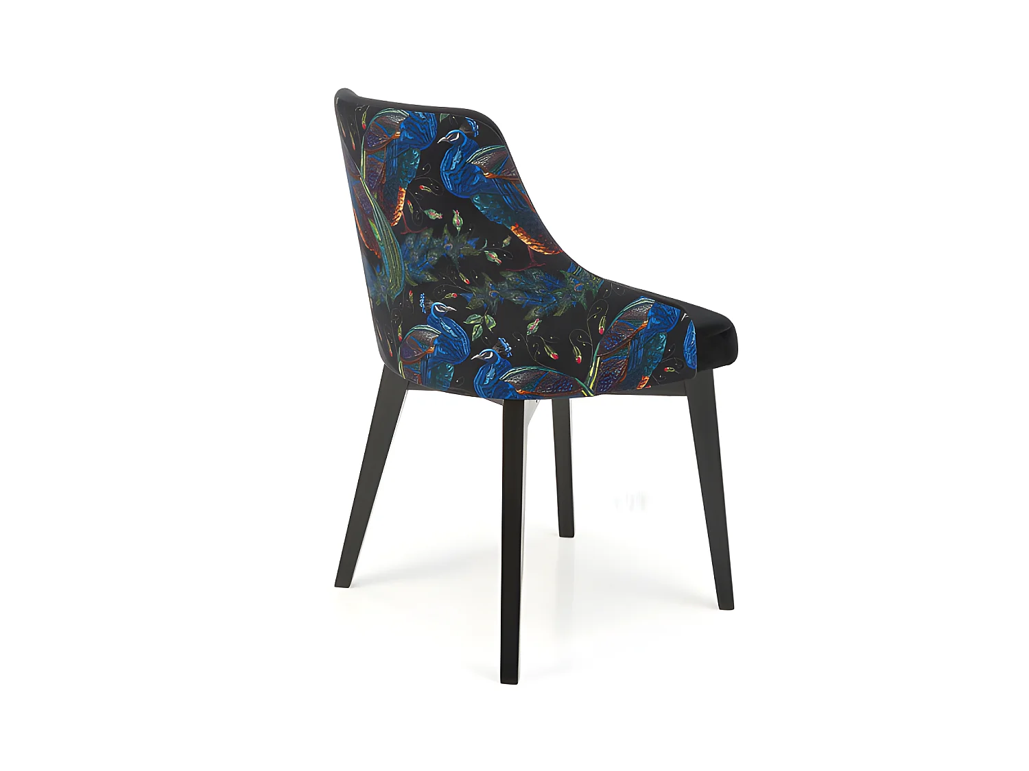Chaise en velours vert foncé avec dossier multicolore Andrea