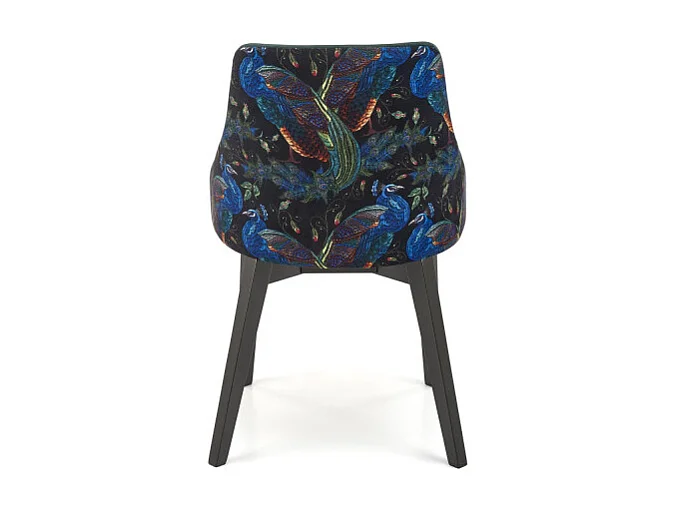 Silla de terciopelo verde oscuro con respaldo Andrea multicolor