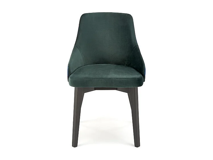 Silla de terciopelo verde oscuro con respaldo Andrea multicolor