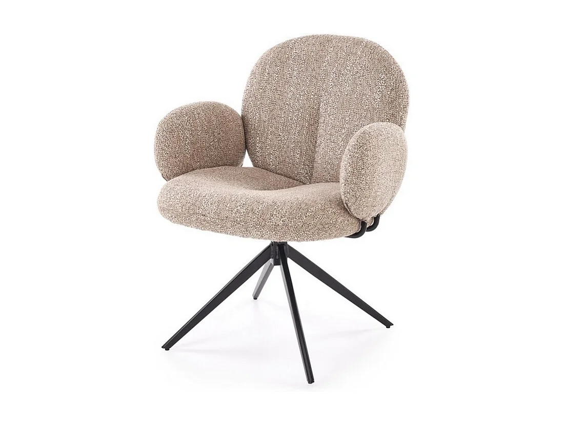 Chaise pivotante en tissu beige avec accoudoirs Andrea