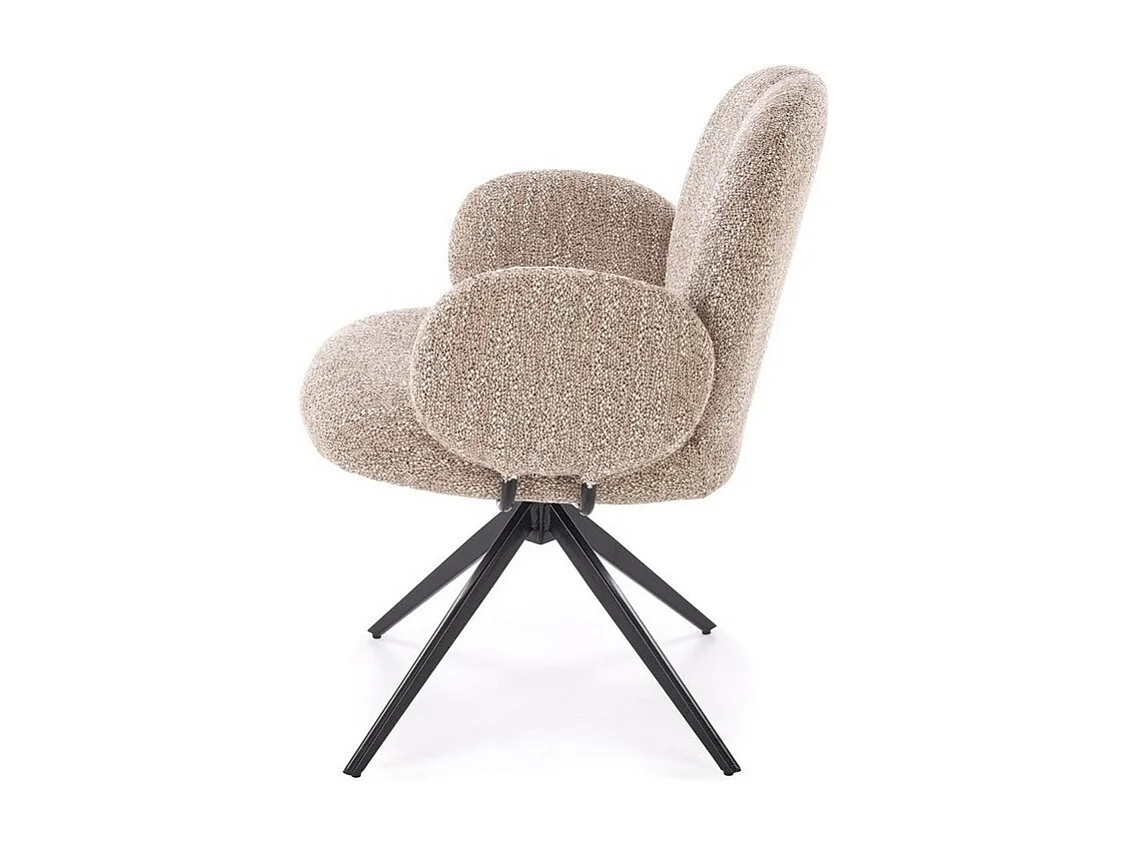Chaise pivotante en tissu beige avec accoudoirs Andrea