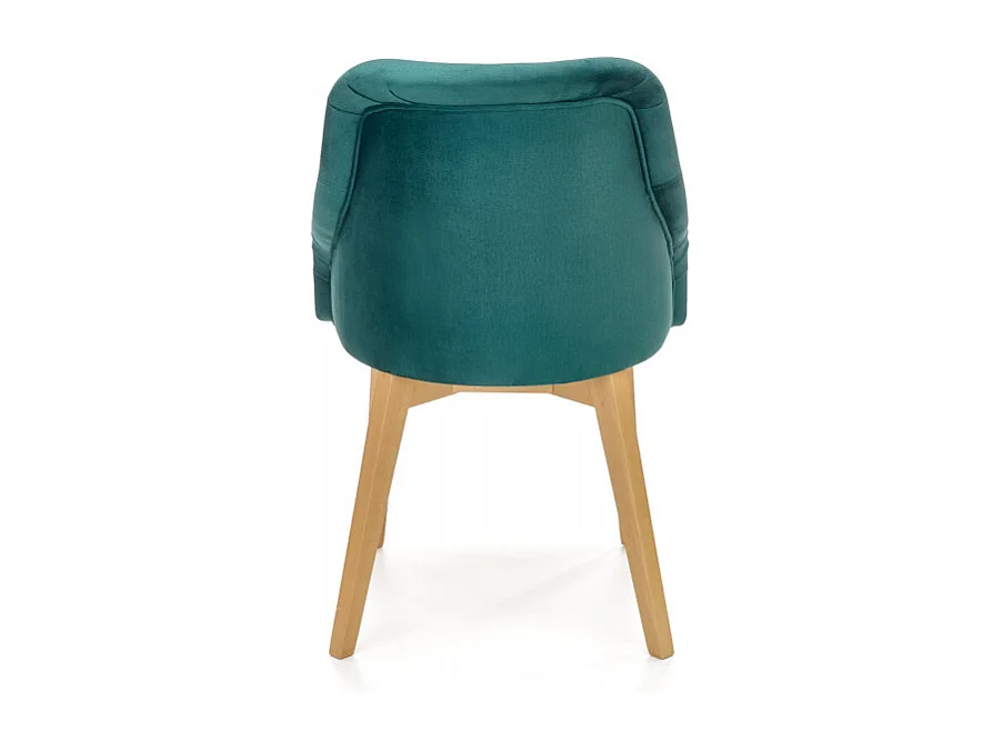 Sedia da pranzo in tessuto verde con gambe in legno massiccio KANDRA