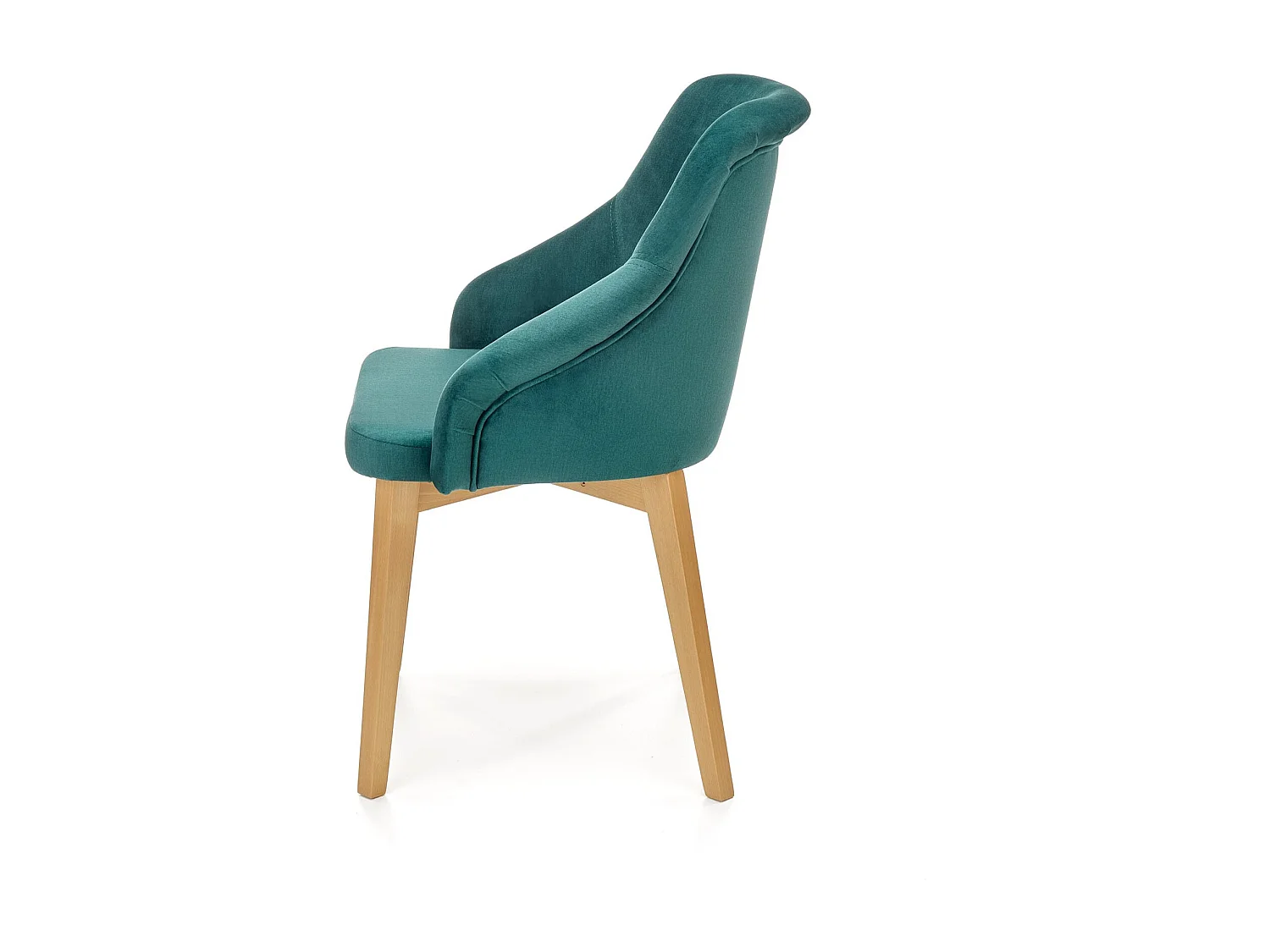 Chaise de salle à manger en tissu vert avec pieds en bois massif KANDRA
