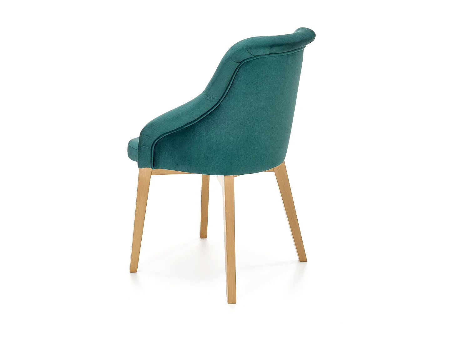 Chaise de salle à manger en tissu vert avec pieds en bois massif KANDRA