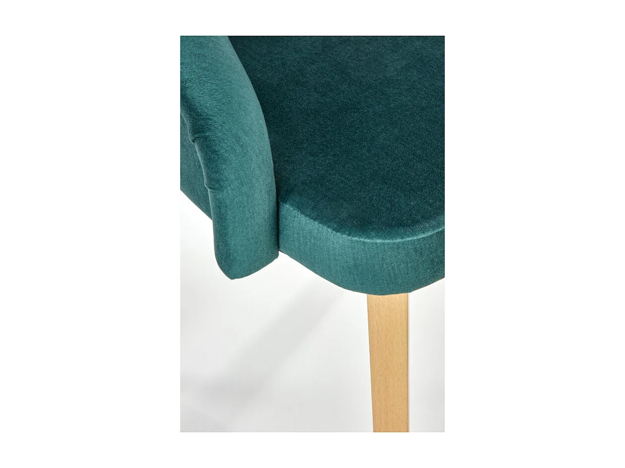 Chaise de salle à manger en tissu vert avec pieds en bois massif KANDRA