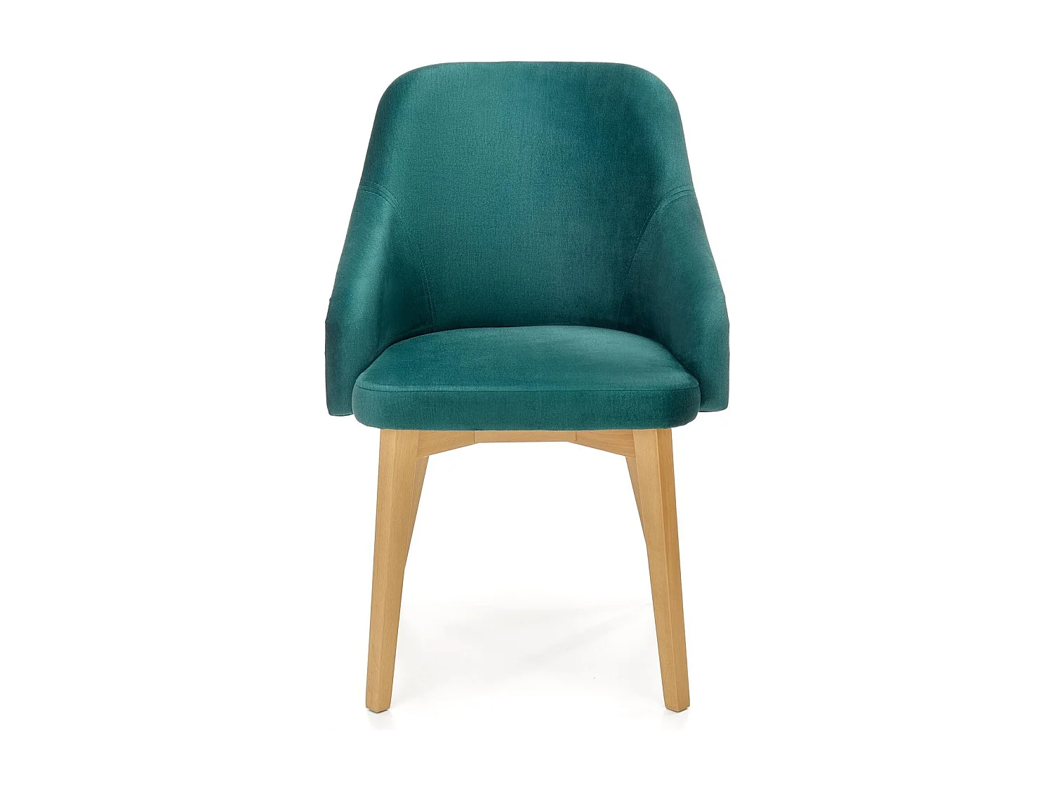Chaise de salle à manger en tissu vert avec pieds en bois massif KANDRA