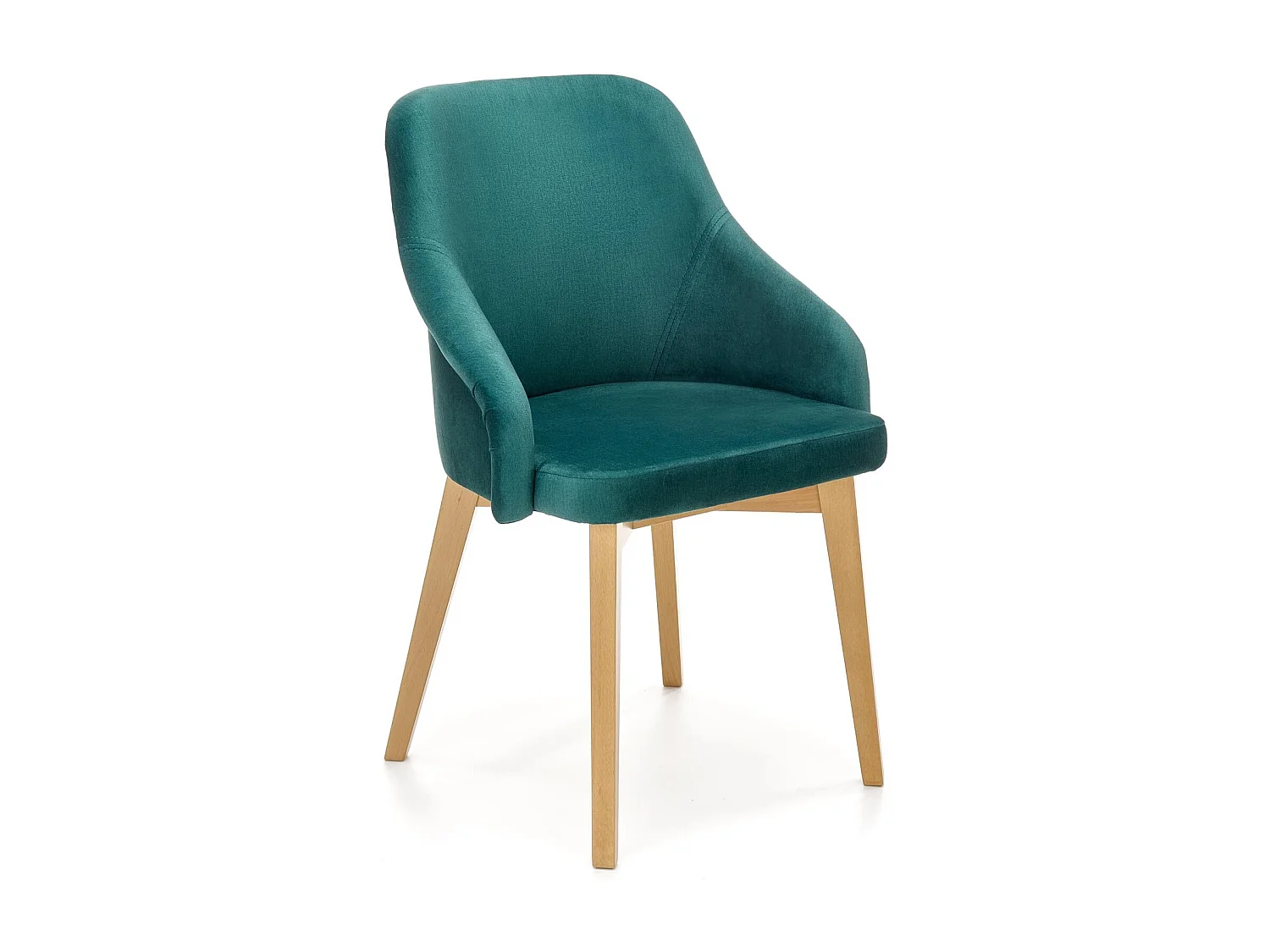 Chaise de salle à manger en tissu vert avec pieds en bois massif KANDRA