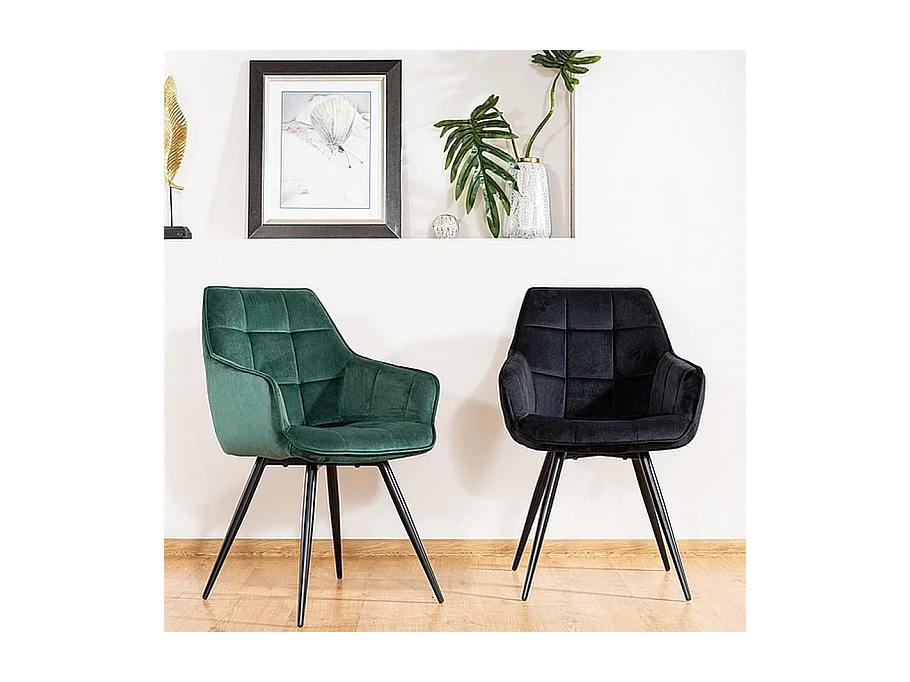 Silla de diseño Deli de metal y terciopelo negro