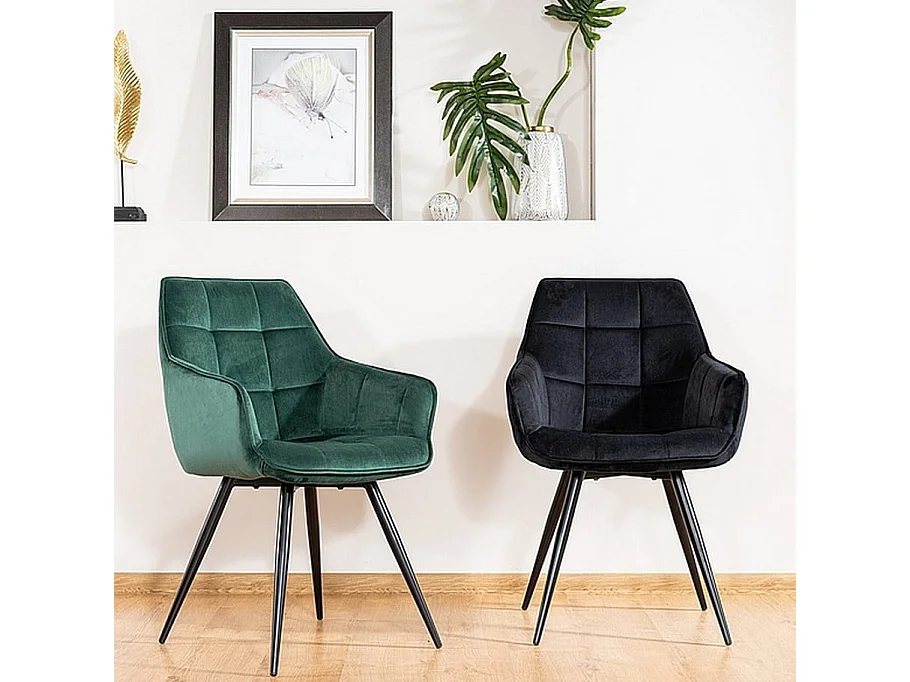 Chaise design métal et velours noir Deli