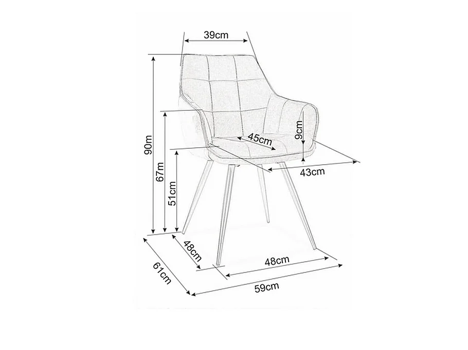 Chaise design métal et velours noir Deli