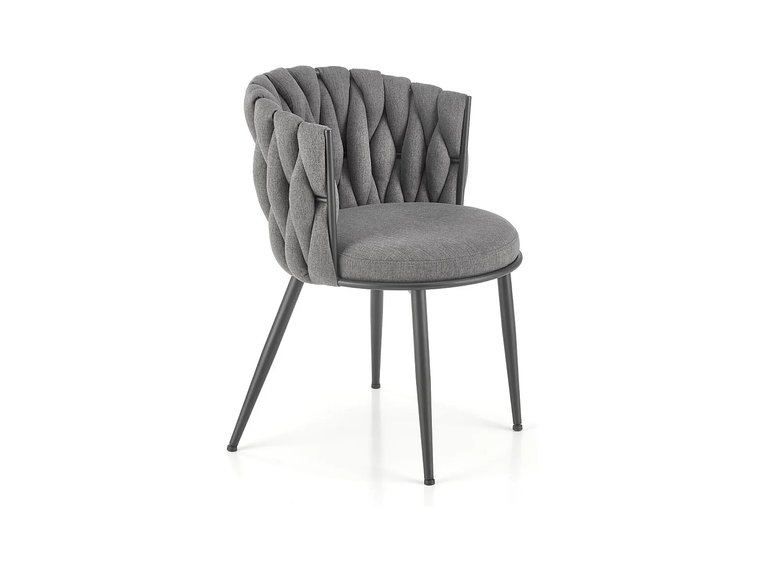 Silla de diseño en tejido gris con estructura de metal negro Closer