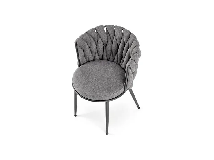 Silla de diseño en tejido gris con estructura de metal negro Closer