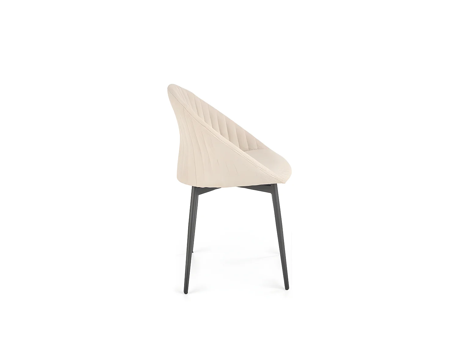 Chaise de salle à manger en tissu beige avec pieds en acier noir Pise