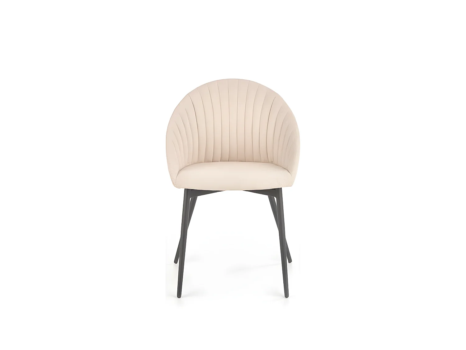 Chaise de salle à manger en tissu beige avec pieds en acier noir Pise