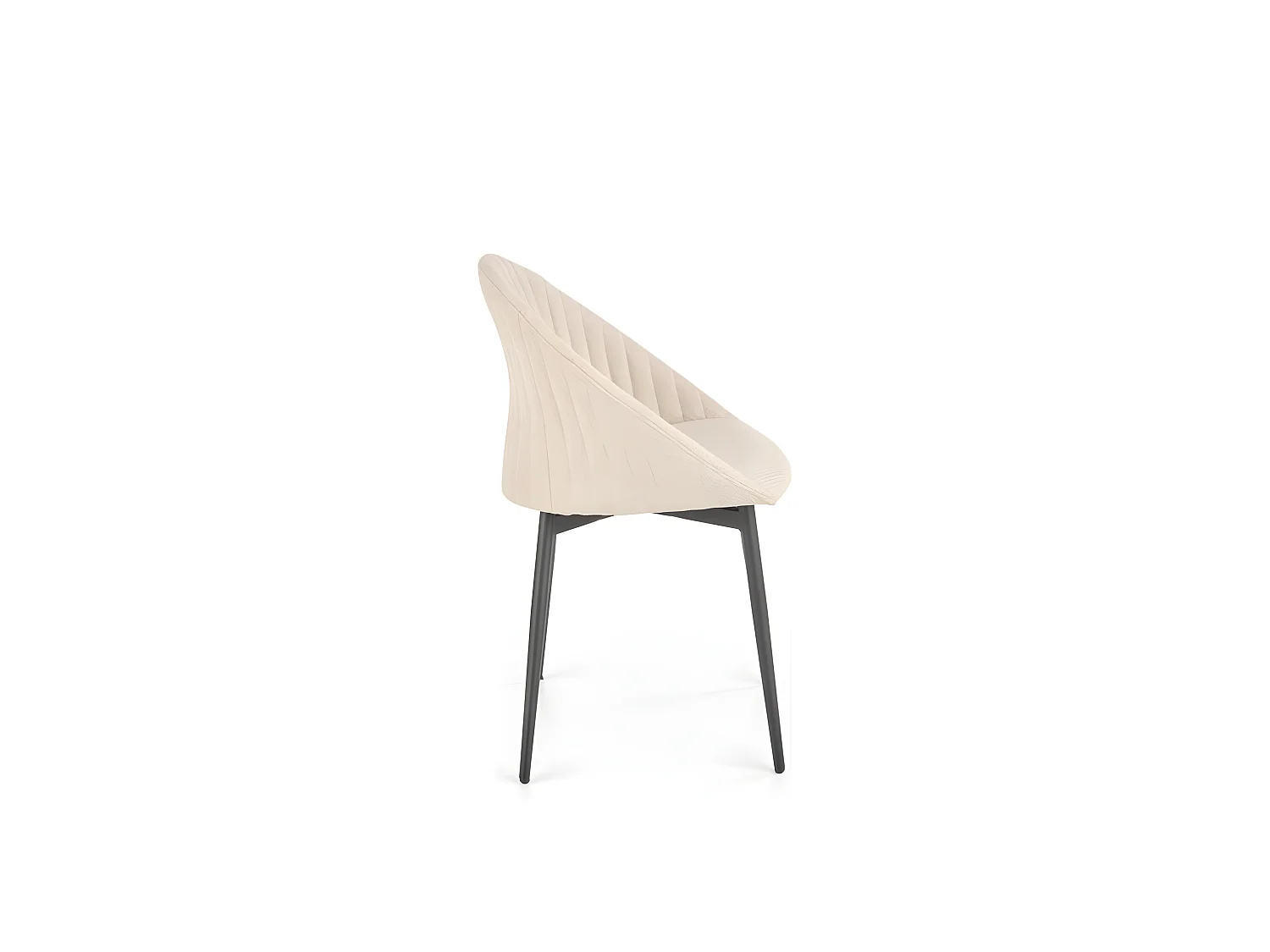 Chaise de salle à manger en tissu beige avec pieds en acier noir Pise