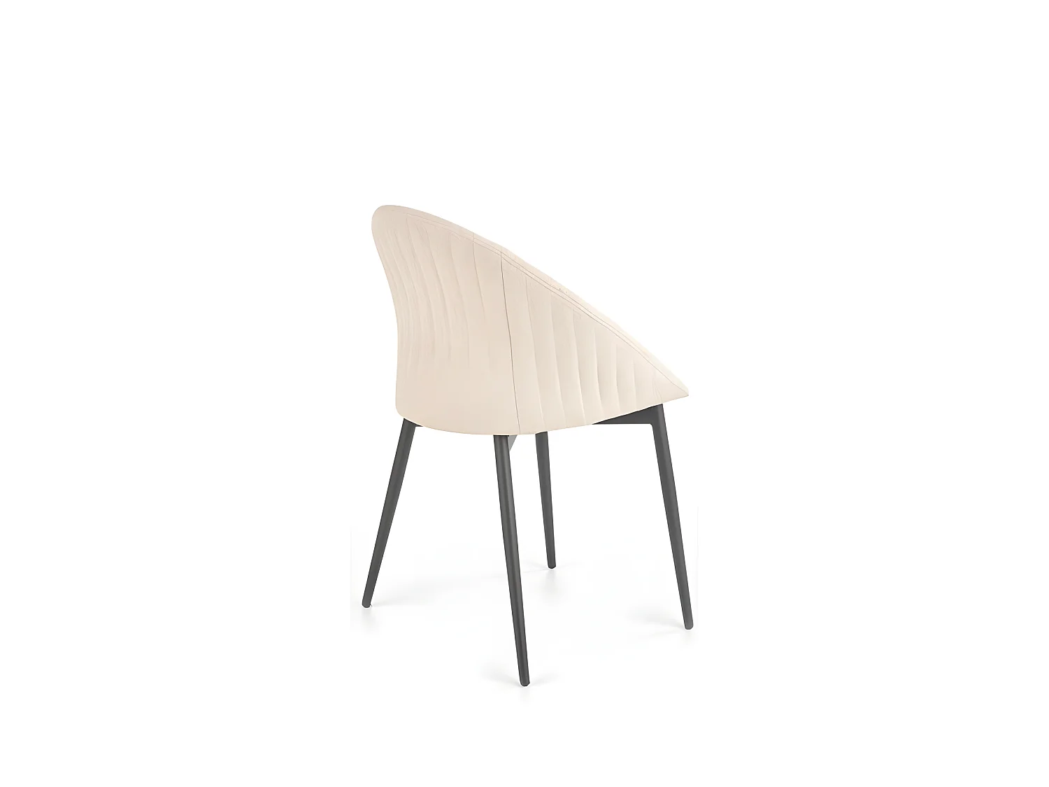 Chaise de salle à manger en tissu beige avec pieds en acier noir Pise