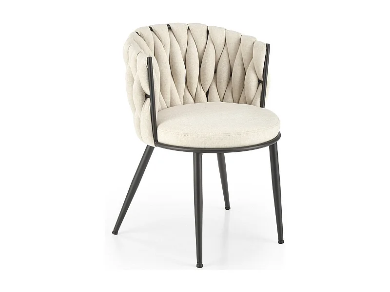 Sedia di design in tessuto beige con struttura in metallo nero Closer