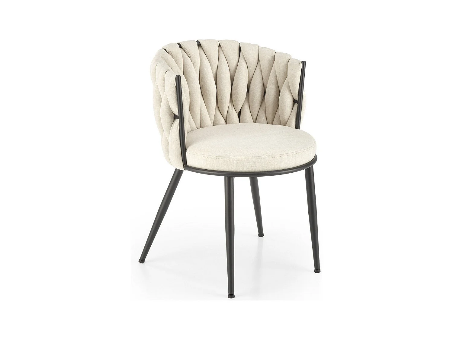 Chaise design en tissu beige avec structure en métal noir Closer