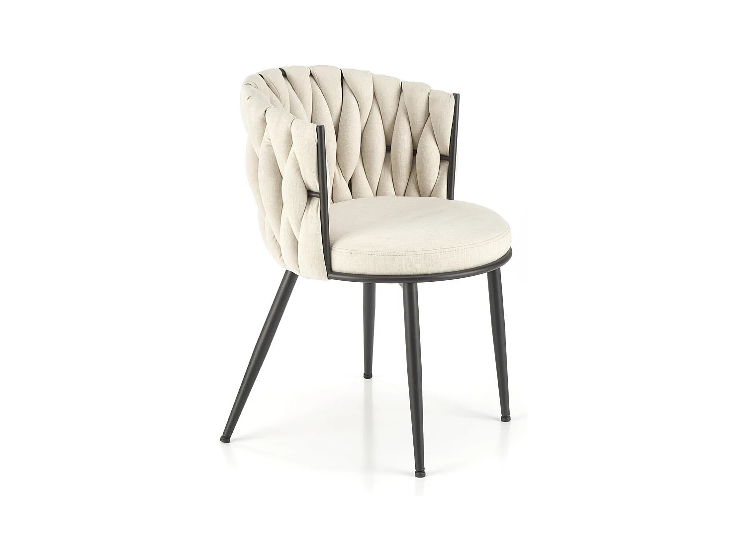 Chaise design en tissu beige avec structure en métal noir Closer