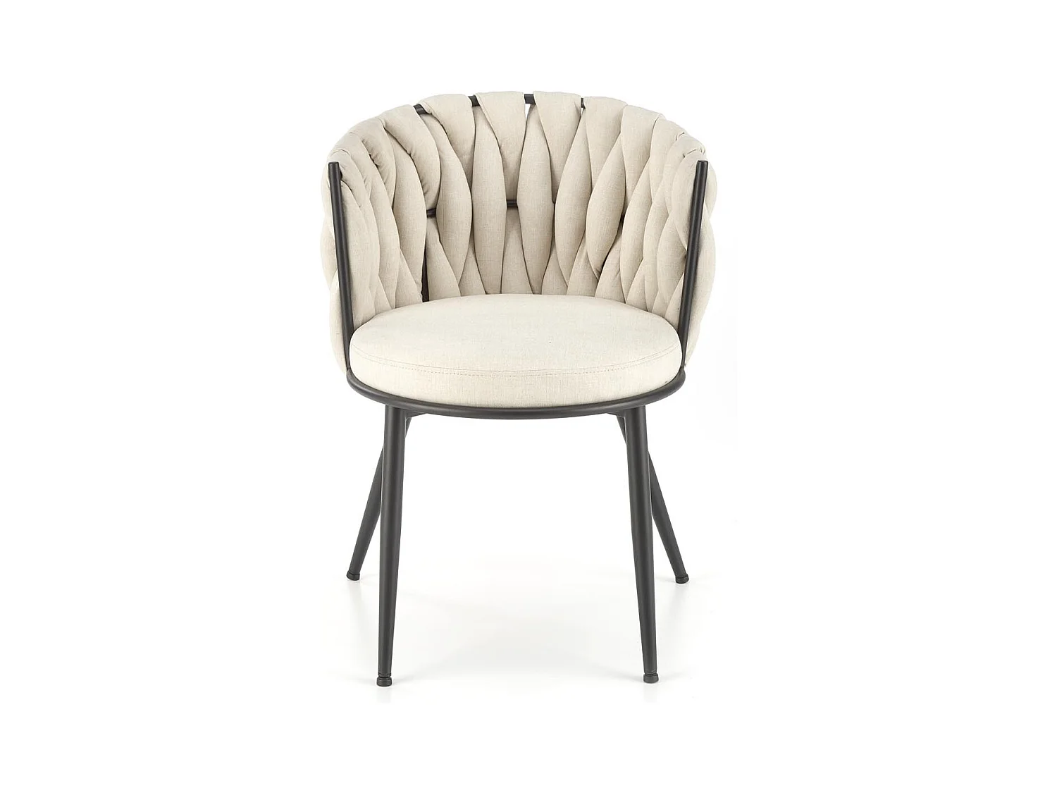 Chaise design en tissu beige avec structure en métal noir Closer