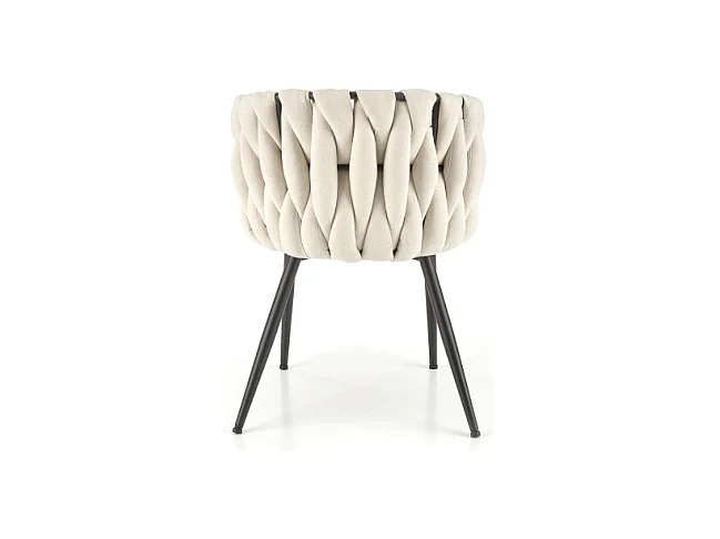 Chaise design en tissu beige avec structure en métal noir Closer