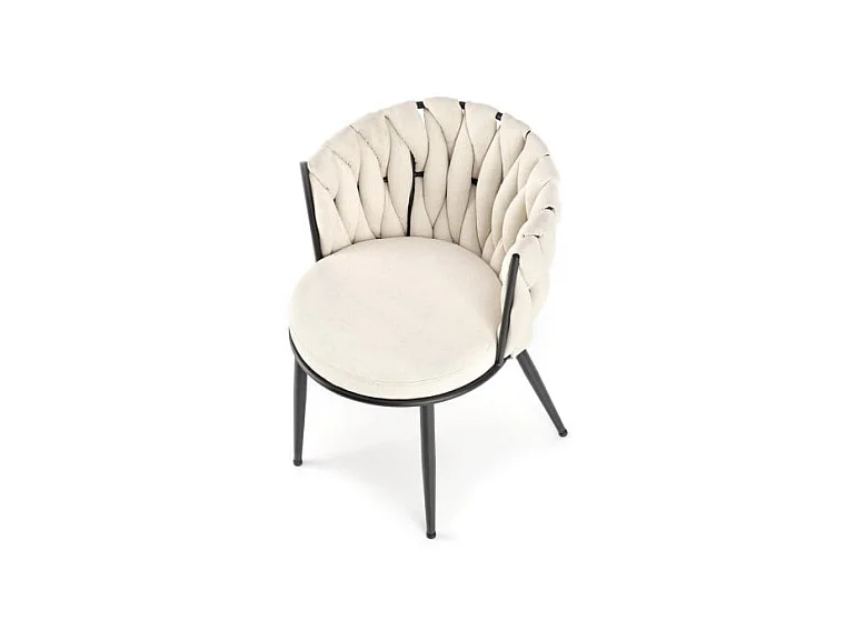 Chaise design en tissu beige avec structure en métal noir Closer