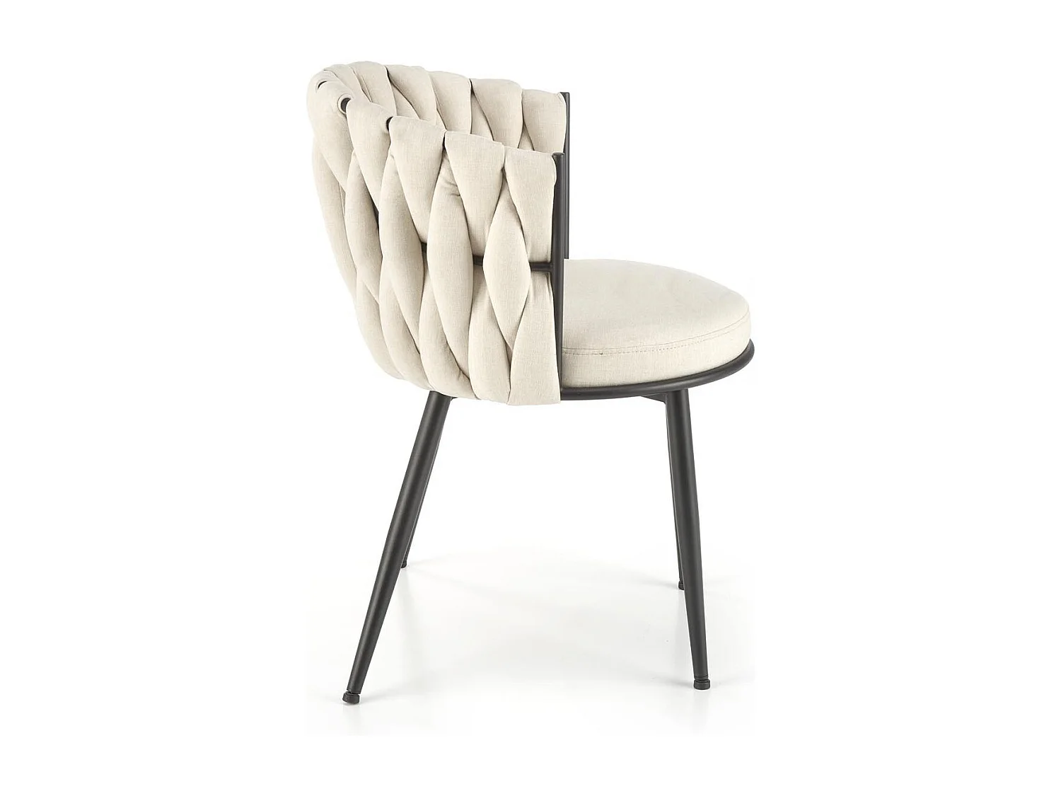 Silla de diseño en tejido beige con estructura de metal negro Closer