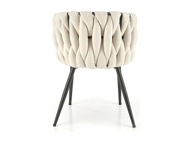 Silla de diseño en tejido beige con estructura de metal negro Closer