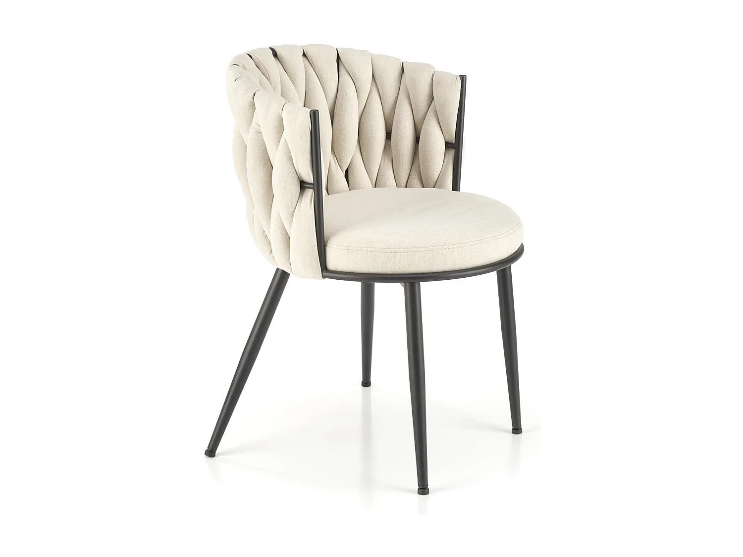 Sedia di design in tessuto beige con struttura in metallo nero Closer