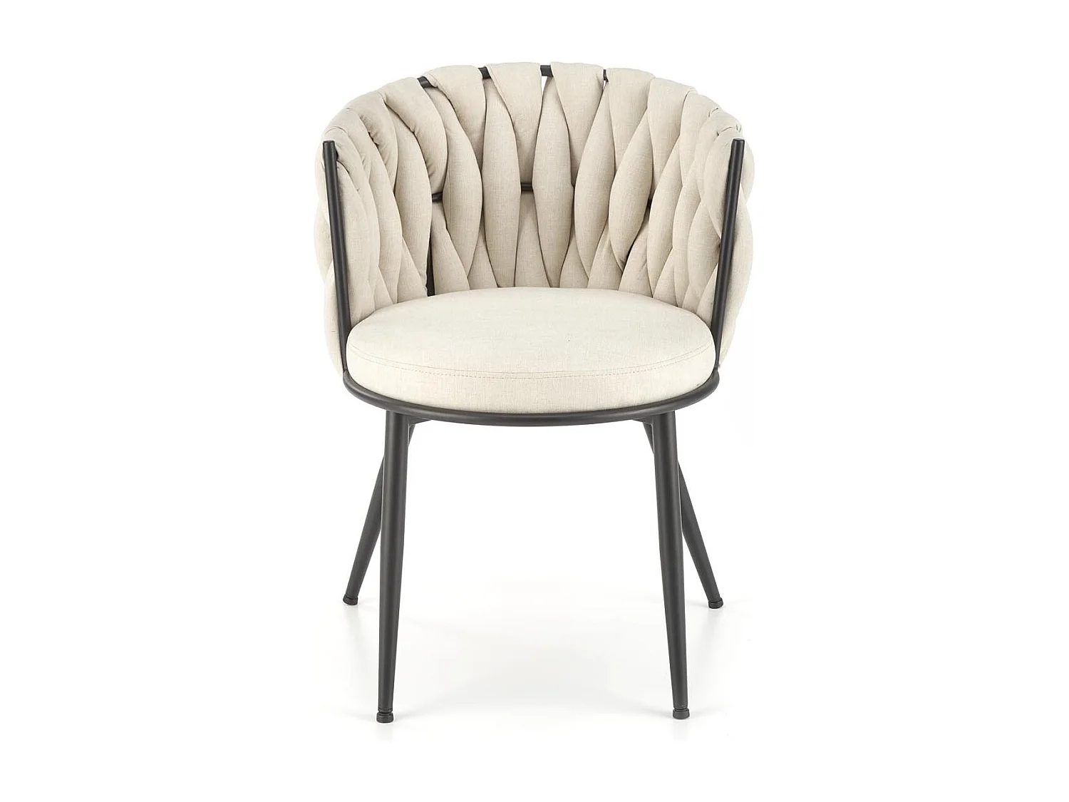 Sedia di design in tessuto beige con struttura in metallo nero Closer