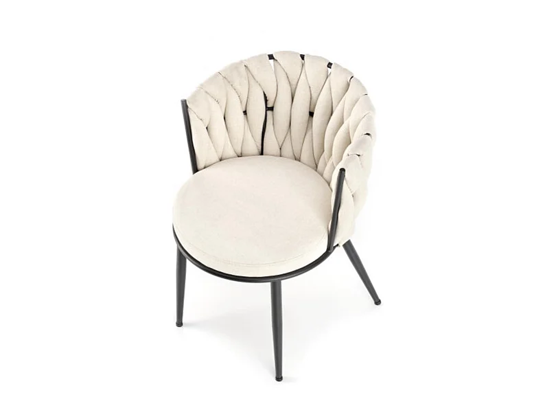 Sedia di design in tessuto beige con struttura in metallo nero Closer