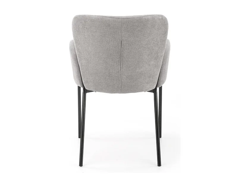 Sedia da pranzo in tessuto grigio con braccioli e gambe in metallo nero CYBELE