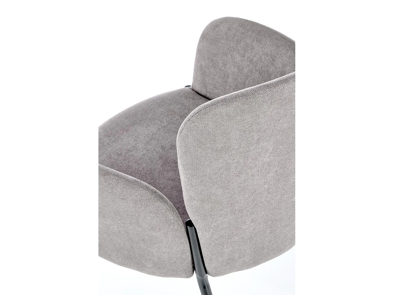 Chaise de salle à manger en tissu gris avec accoudoirs et pieds en métal noir CYBELE