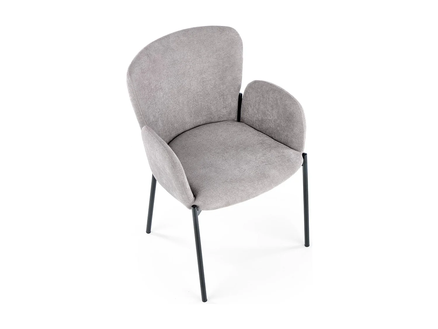 Chaise de salle à manger en tissu gris avec accoudoirs et pieds en métal noir CYBELE