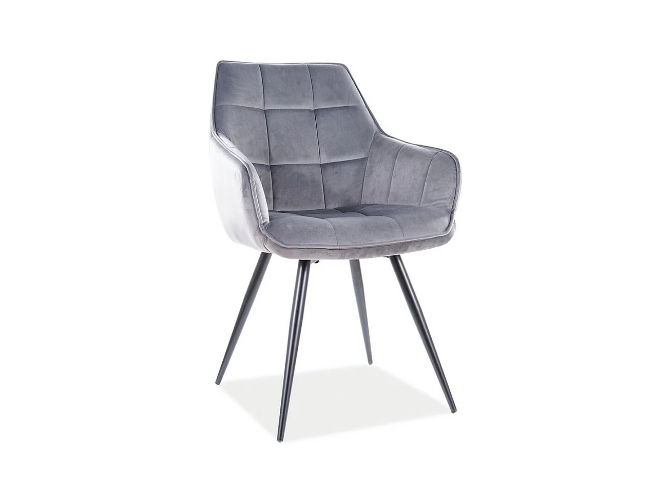 Chaise design métal noir et velours gris Deli