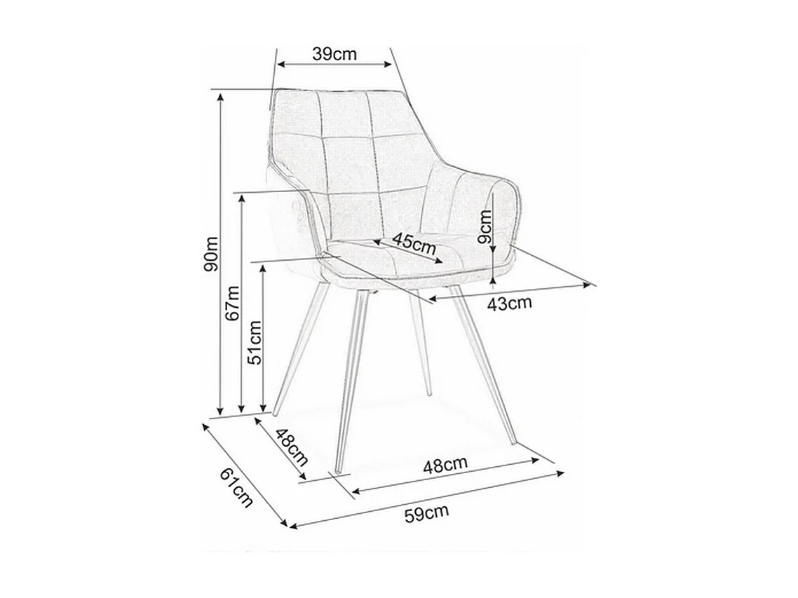 Chaise design métal noir et velours gris Deli