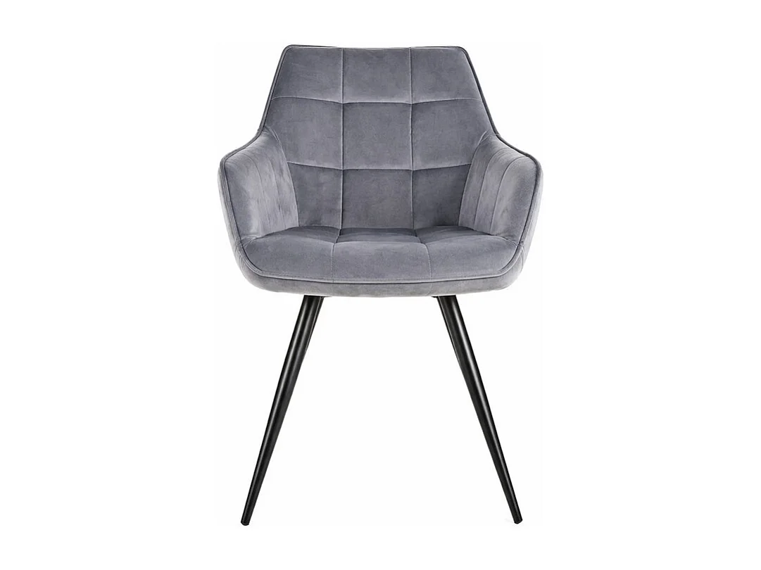 Chaise design métal noir et velours gris Deli