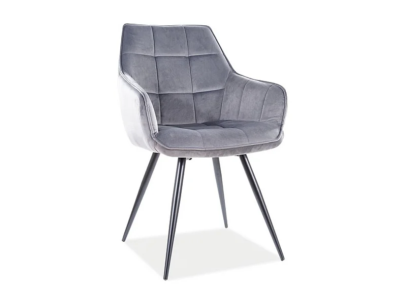 Chaise design métal noir et velours gris Deli