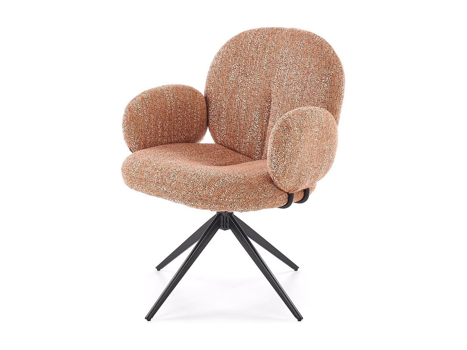 Chaise pivotante en tissus cannelle avec accoudoirs Andrea