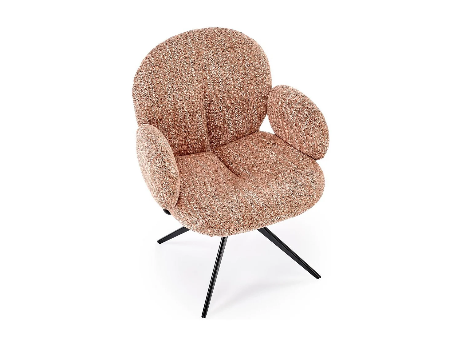 Chaise pivotante en tissus cannelle avec accoudoirs Andrea