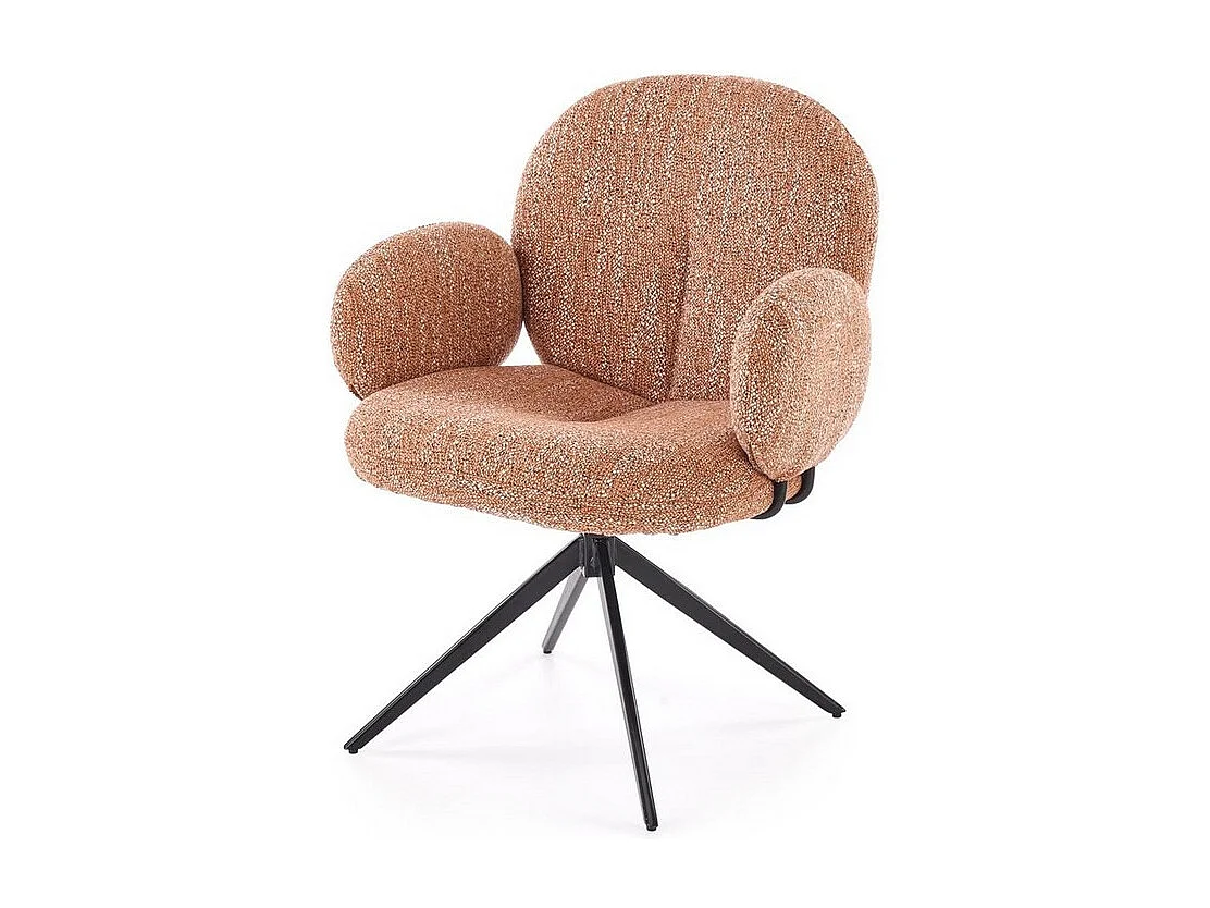 Chaise pivotante en tissu cannelle avec accoudoirs Andrea