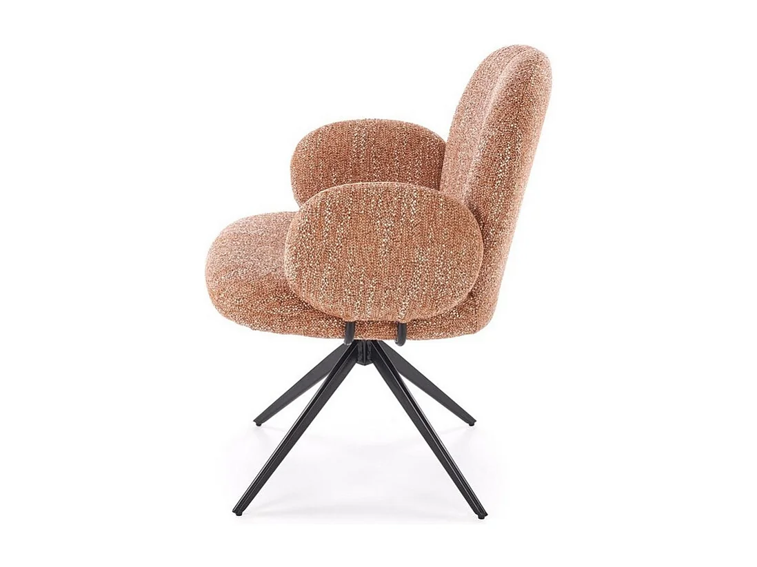 Chaise pivotante en tissu cannelle avec accoudoirs Andrea