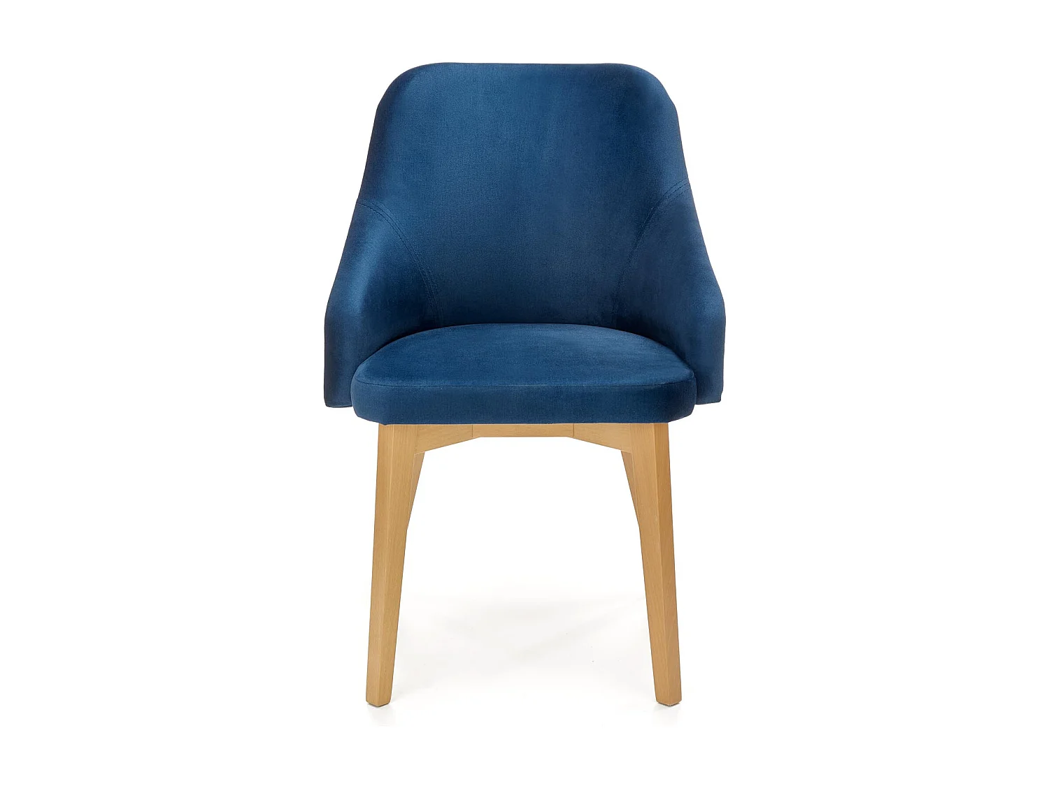 Sedia da pranzo in tessuto blu con gambe in legno massiccio KANDRA