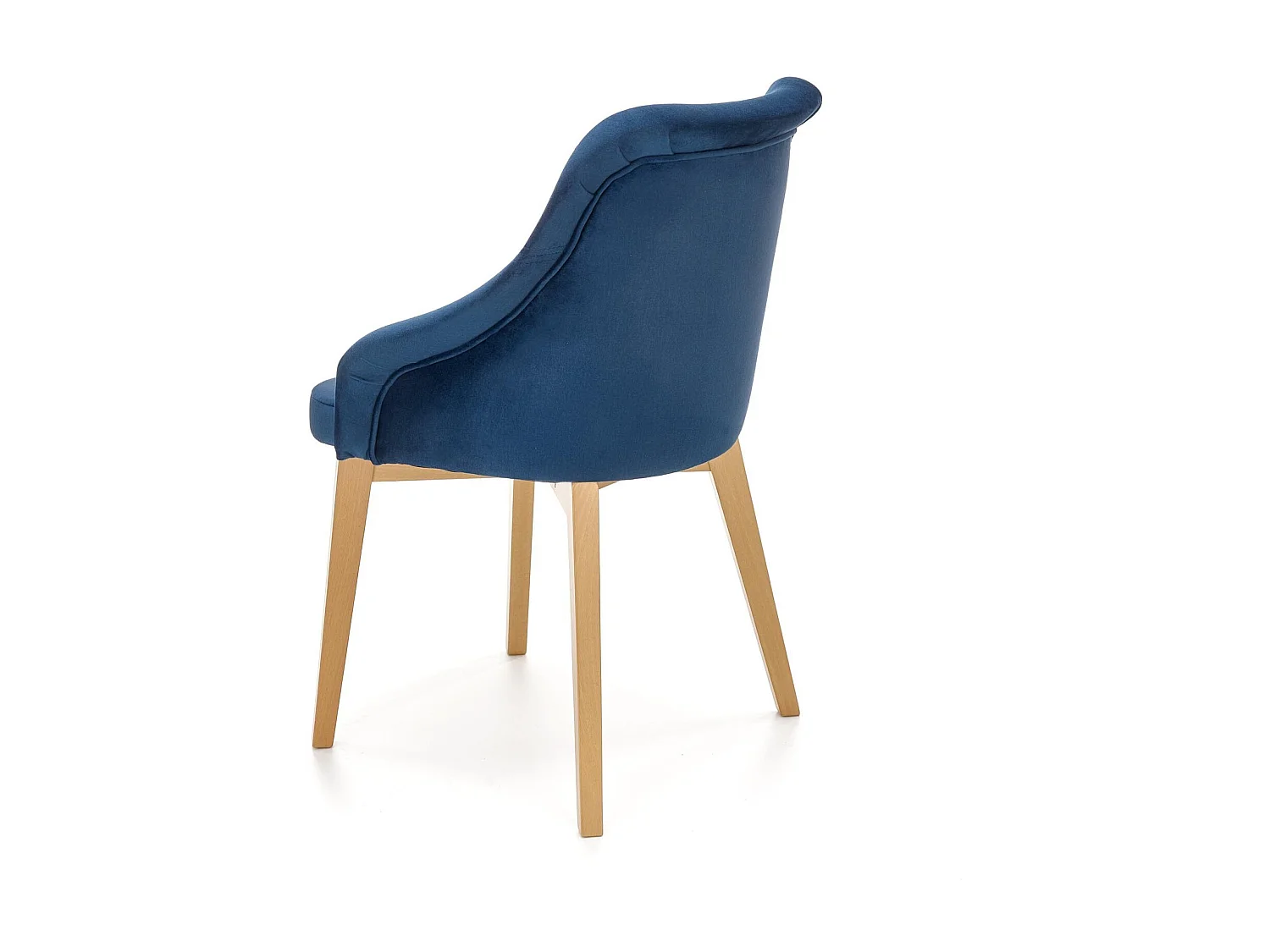 Chaise de salle à manger en tissu bleu avec pieds en bois massif KANDRA