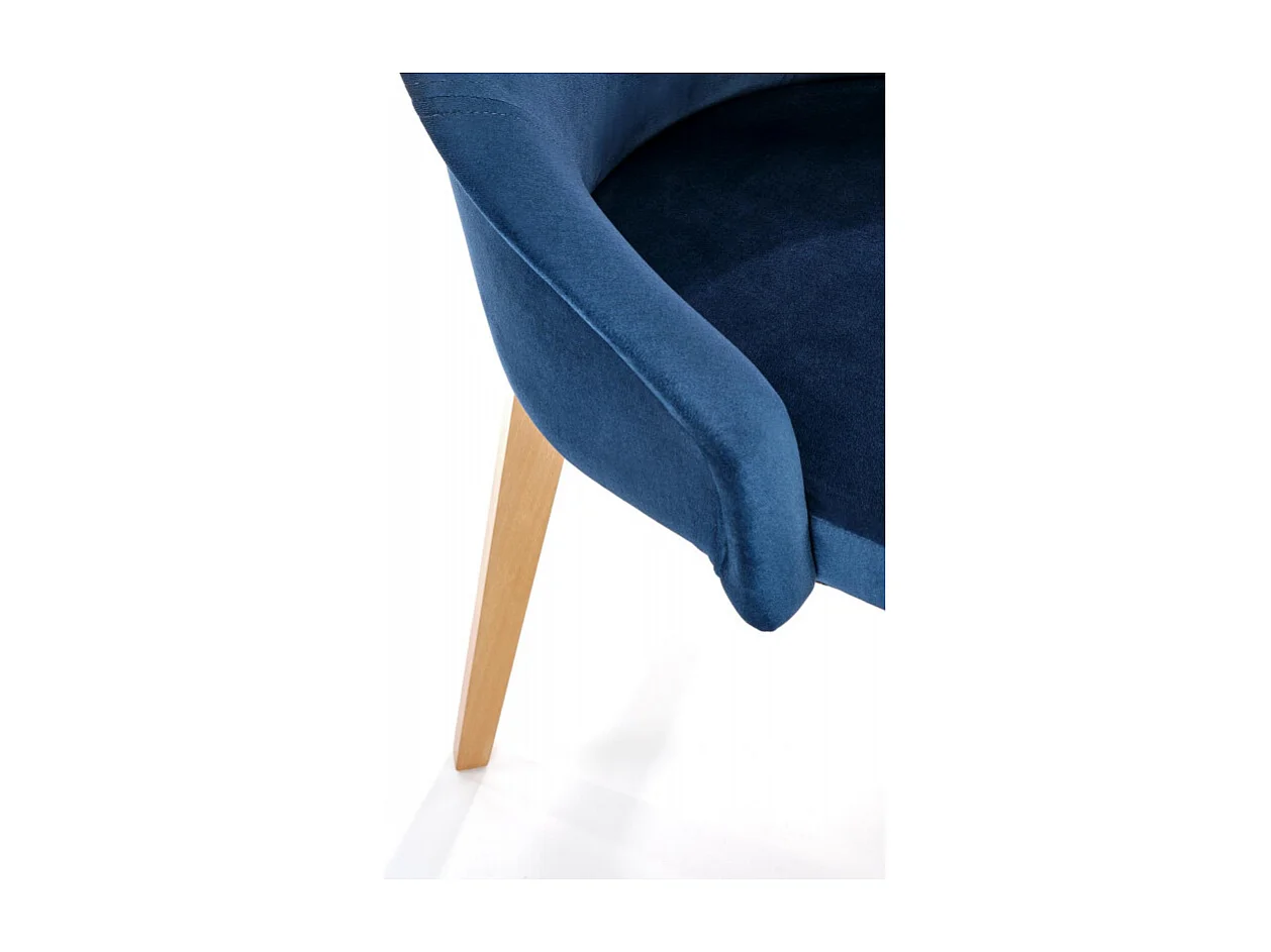 Chaise de salle à manger en tissu bleu avec pieds en bois massif KANDRA